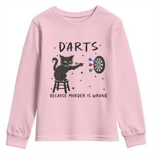 Funny Grumpy Cat Darts Youth Sweatshirt Because Murder Is Wrong TS12 Light Pink Print Your Wear