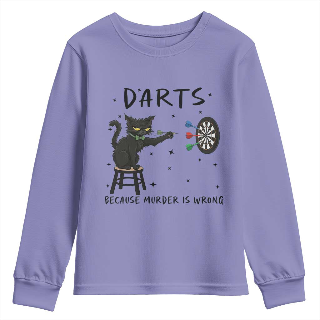 Funny Grumpy Cat Darts Youth Sweatshirt Because Murder Is Wrong TS12 Violet Print Your Wear
