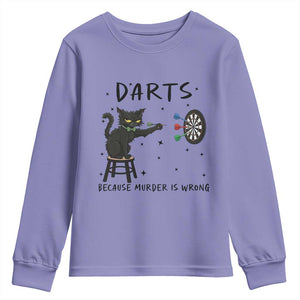 Funny Grumpy Cat Darts Youth Sweatshirt Because Murder Is Wrong TS12 Violet Print Your Wear