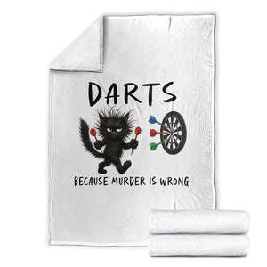 Funny Grumpy Cat Dart Player Throw Blanket Because Murder Is Wrong Pub Game Gift - Print Your Wear