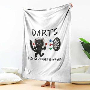 Funny Grumpy Cat Dart Player Throw Blanket Because Murder Is Wrong Pub Game Gift - Print Your Wear