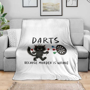 Funny Grumpy Cat Dart Player Throw Blanket Because Murder Is Wrong Pub Game Gift - Print Your Wear