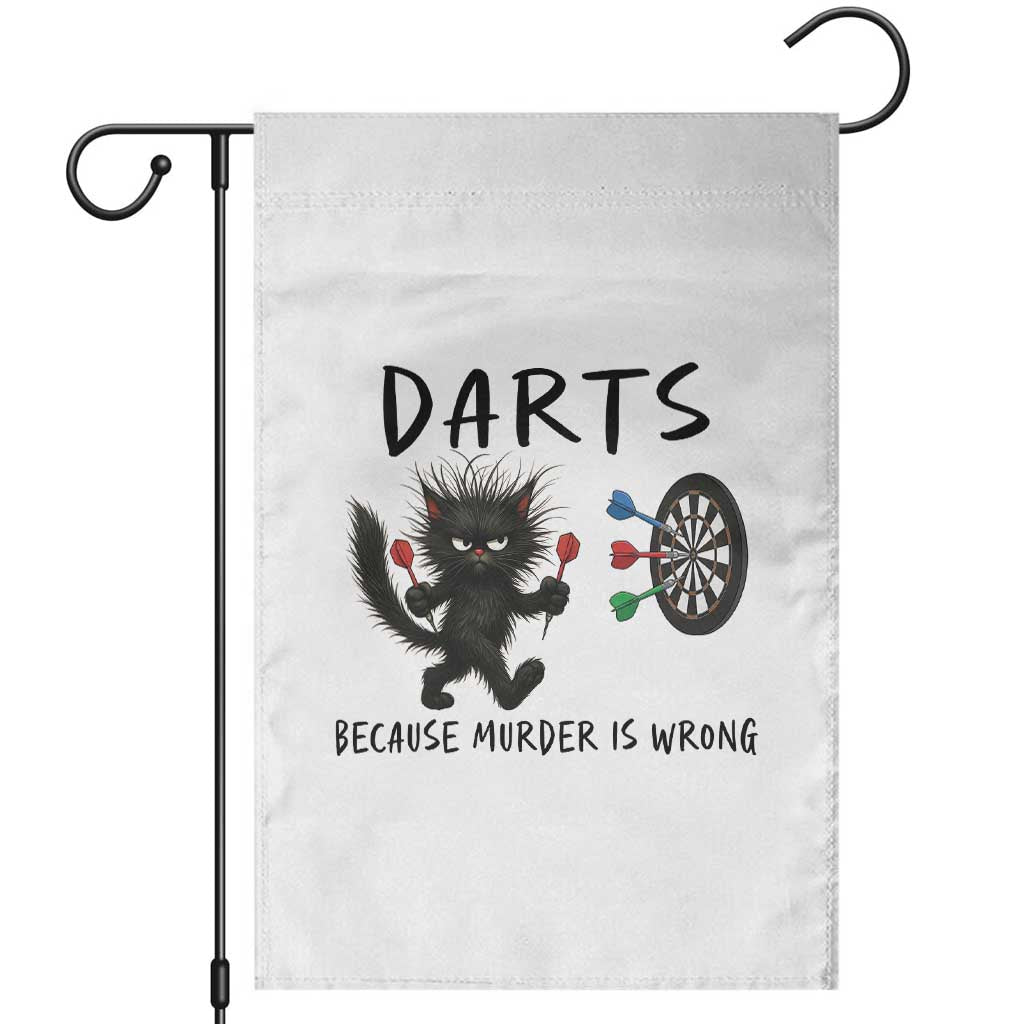 Funny Grumpy Cat Dart Player Garden Flag Because Murder Is Wrong Pub Game Gift - Print Your Wear