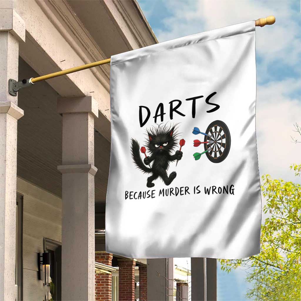 Funny Grumpy Cat Dart Player Garden Flag Because Murder Is Wrong Pub Game Gift - Print Your Wear