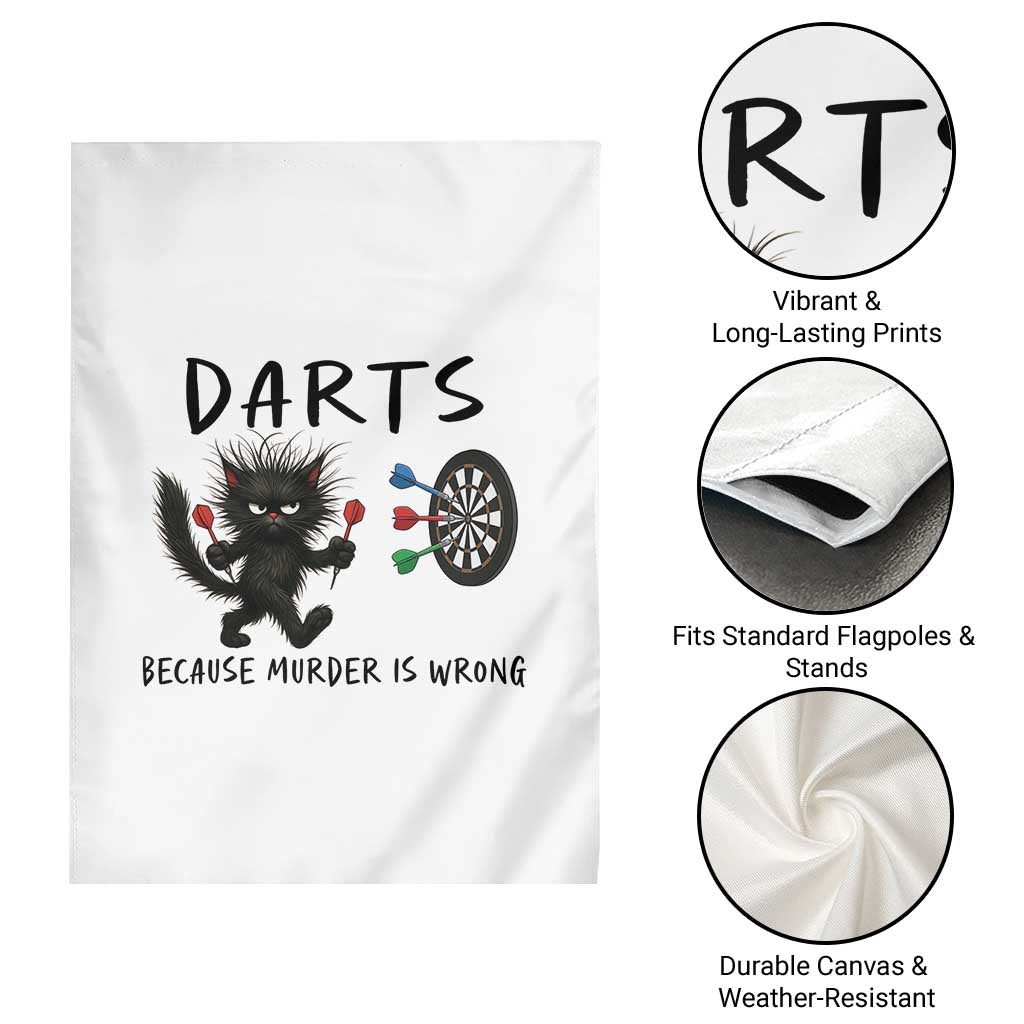 Funny Grumpy Cat Dart Player Garden Flag Because Murder Is Wrong Pub Game Gift - Print Your Wear