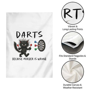 Funny Grumpy Cat Dart Player Garden Flag Because Murder Is Wrong Pub Game Gift - Print Your Wear