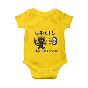 Funny Grumpy Cat Dart Player Baby Onesie Because Murder Is Wrong Pub Game Gift - Print Your Wear