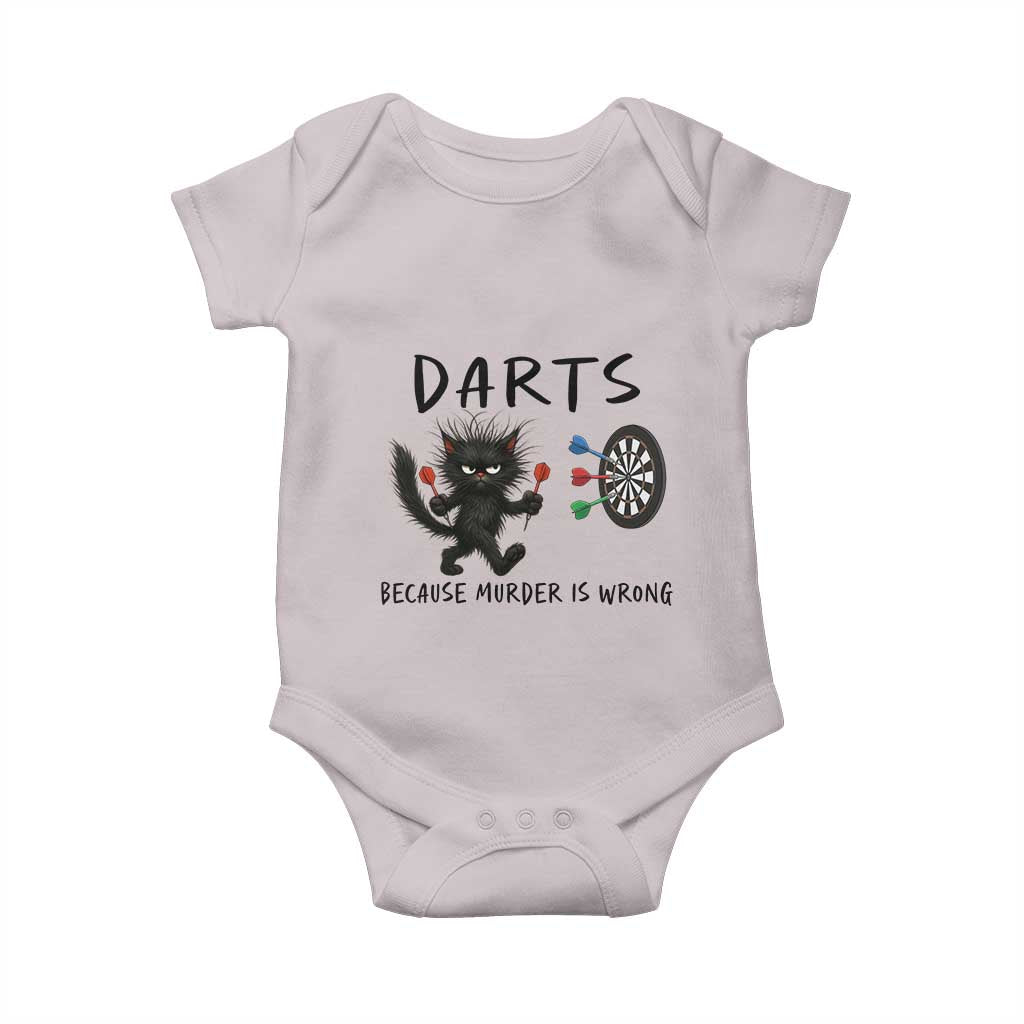 Funny Grumpy Cat Dart Player Baby Onesie Because Murder Is Wrong Pub Game Gift - Print Your Wear