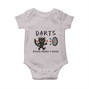 Funny Grumpy Cat Dart Player Baby Onesie Because Murder Is Wrong Pub Game Gift - Print Your Wear