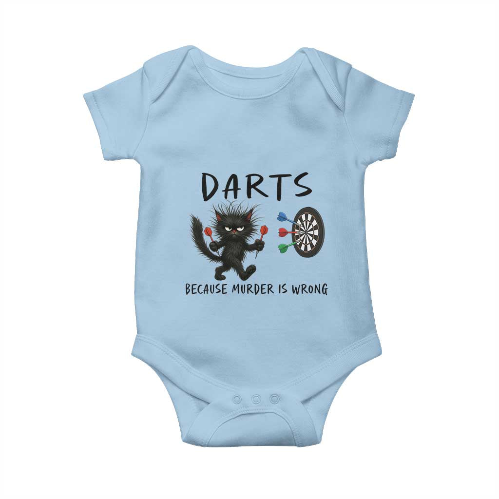 Funny Grumpy Cat Dart Player Baby Onesie Because Murder Is Wrong Pub Game Gift TS12 Light Blue Print Your Wear