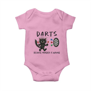 Funny Grumpy Cat Dart Player Baby Onesie Because Murder Is Wrong Pub Game Gift - Print Your Wear