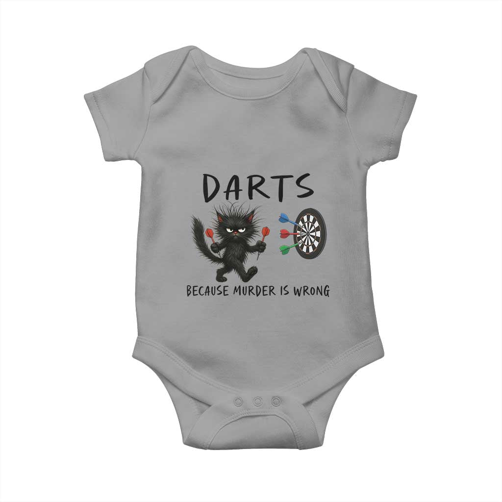 Funny Grumpy Cat Dart Player Baby Onesie Because Murder Is Wrong Pub Game Gift TS12 Sport Gray Print Your Wear