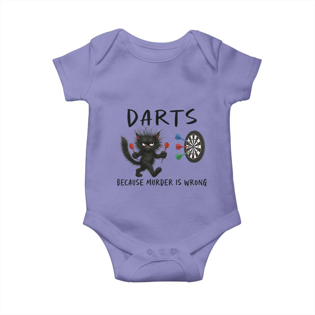 Funny Grumpy Cat Dart Player Baby Onesie Because Murder Is Wrong Pub Game Gift TS12 Violet Print Your Wear
