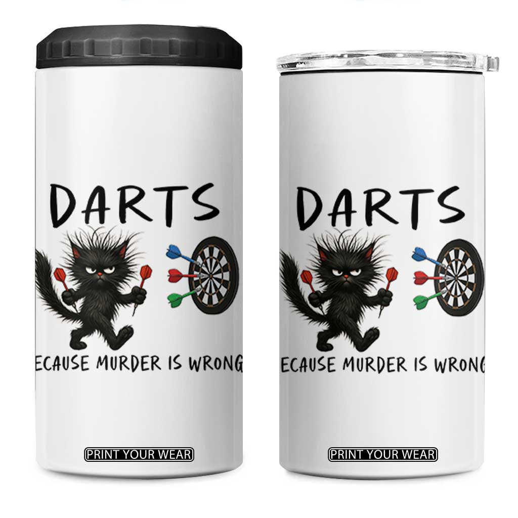 Funny Grumpy Cat Dart Player 4 in 1 Can Cooler Tumbler Because Murder Is Wrong Pub Game Gift - Print Your Wear