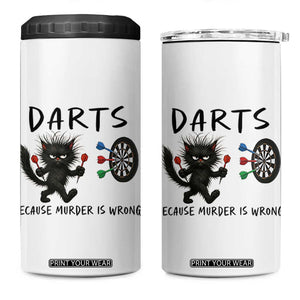 Funny Grumpy Cat Dart Player 4 in 1 Can Cooler Tumbler Because Murder Is Wrong Pub Game Gift - Print Your Wear