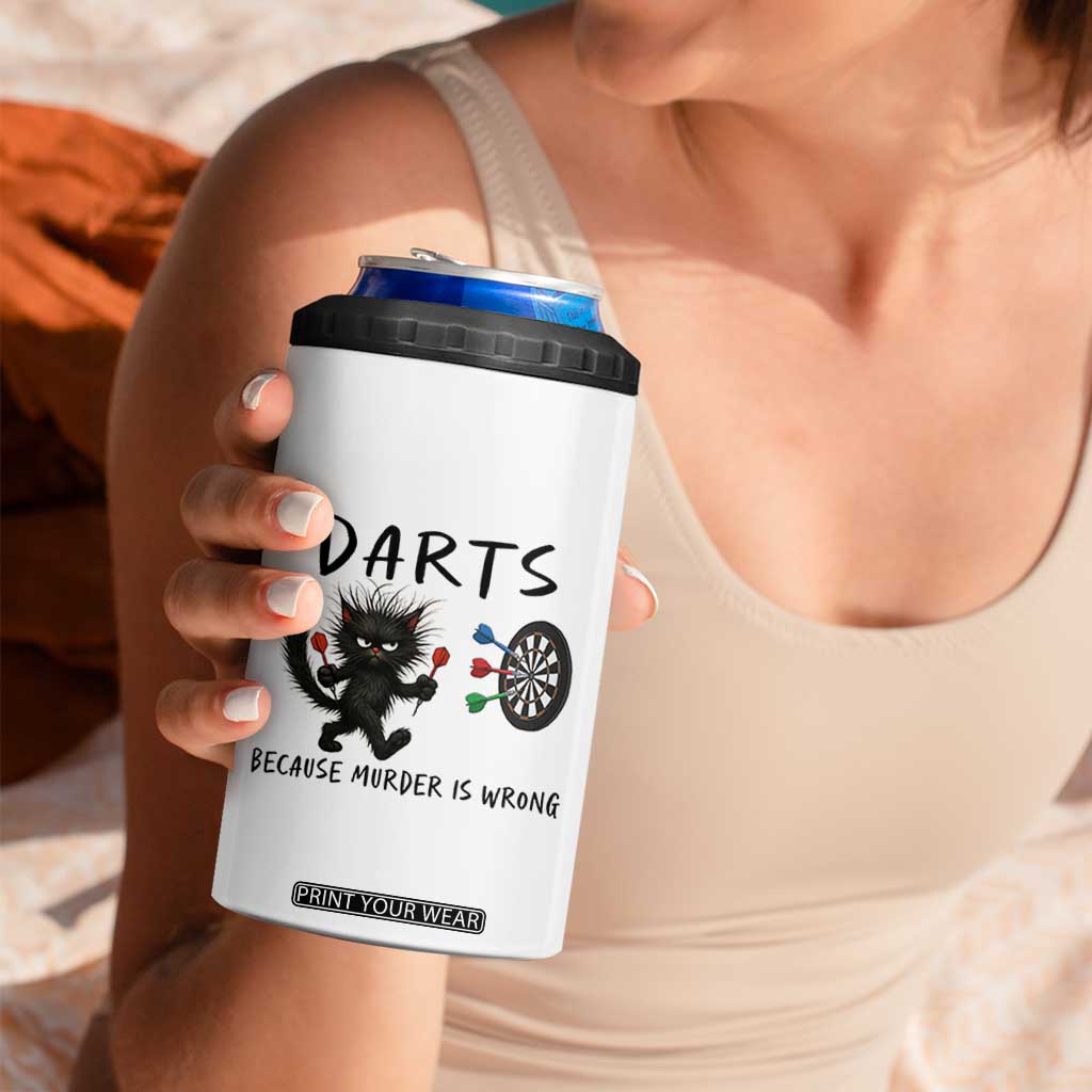 Funny Grumpy Cat Dart Player 4 in 1 Can Cooler Tumbler Because Murder Is Wrong Pub Game Gift TS12 Print Your Wear