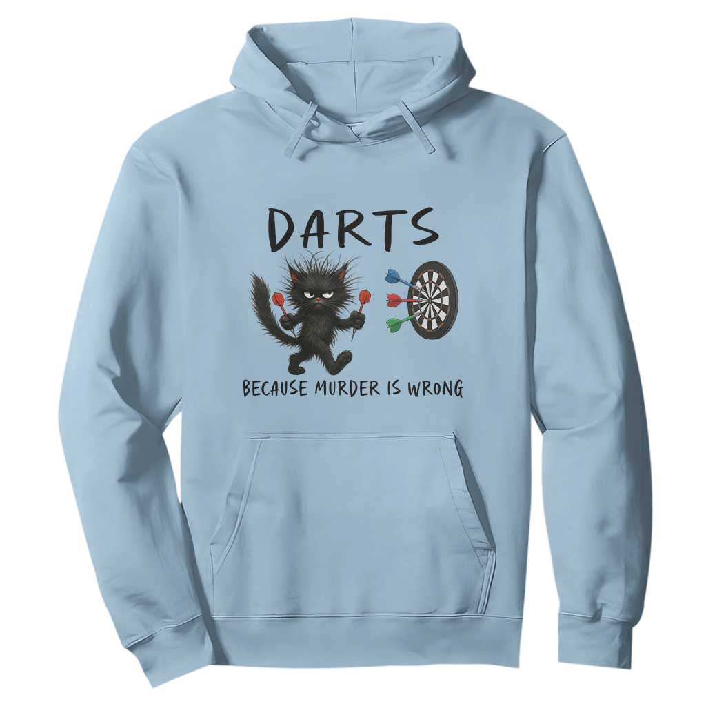 Funny Grumpy Cat Dart Player Hoodie Because Murder Is Wrong Pub Game Gift - Print Your Wear