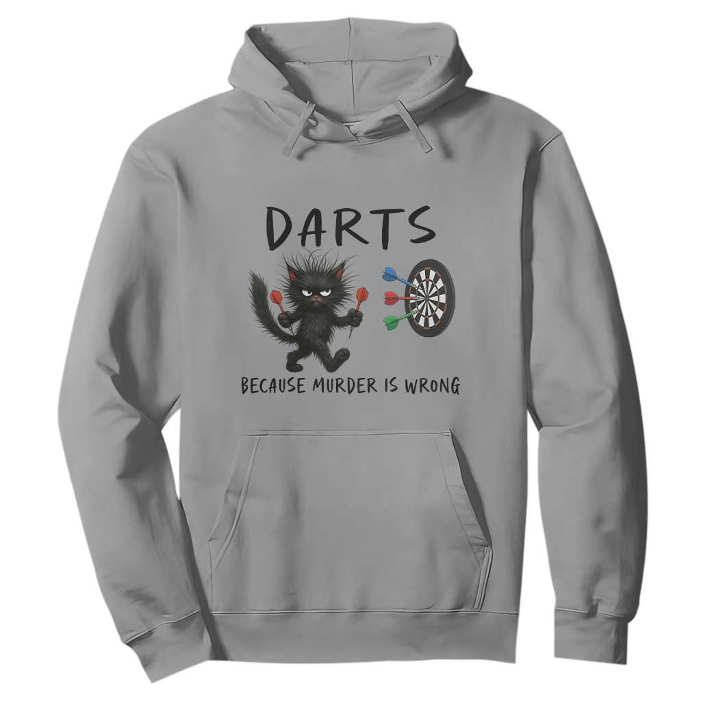 Funny Grumpy Cat Dart Player Hoodie Because Murder Is Wrong Pub Game Gift TS12 Sport Gray Print Your Wear