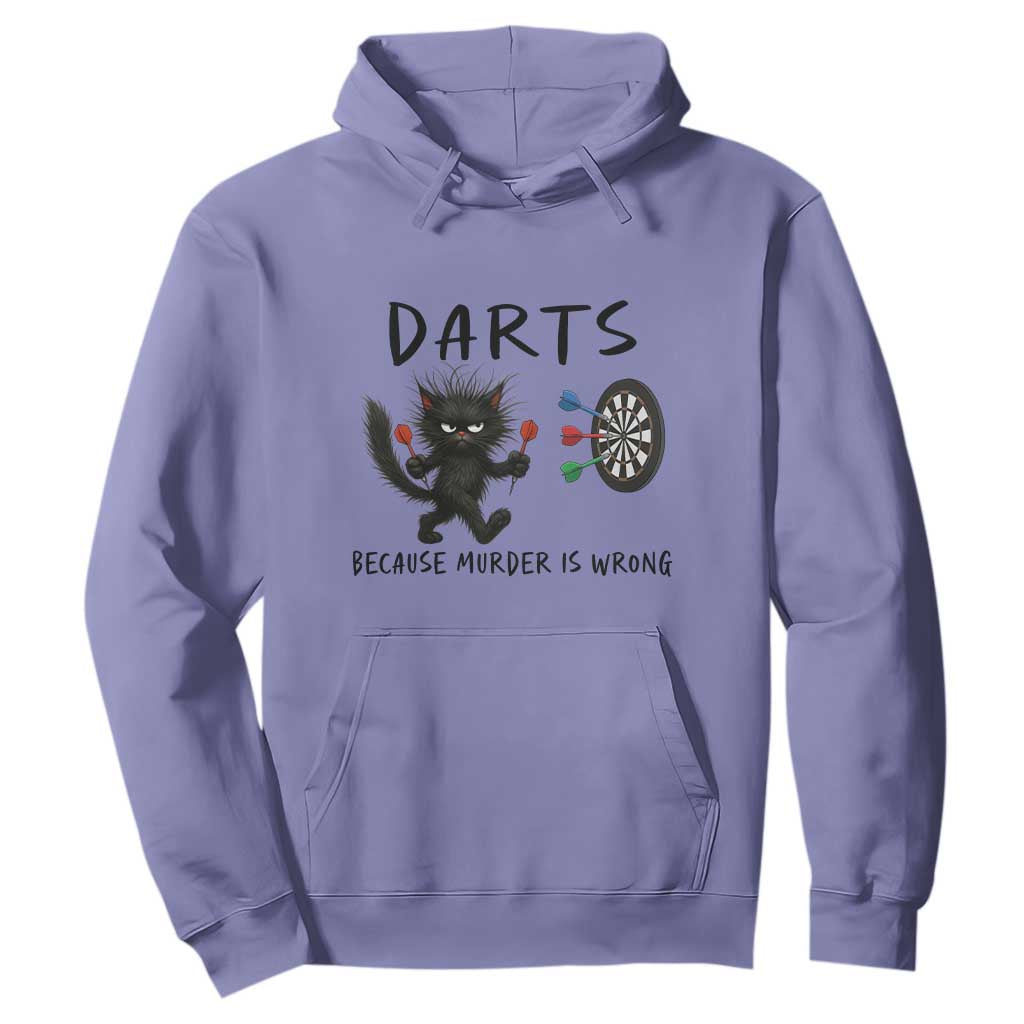 Funny Grumpy Cat Dart Player Hoodie Because Murder Is Wrong Pub Game Gift - Print Your Wear