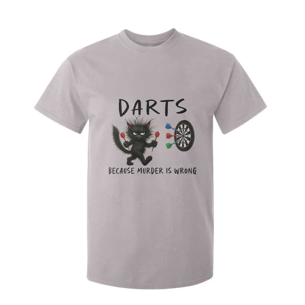 Funny Grumpy Cat Dart Player T Shirt For Kid Because Murder Is Wrong Pub Game Gift TS12 Ice Gray Print Your Wear