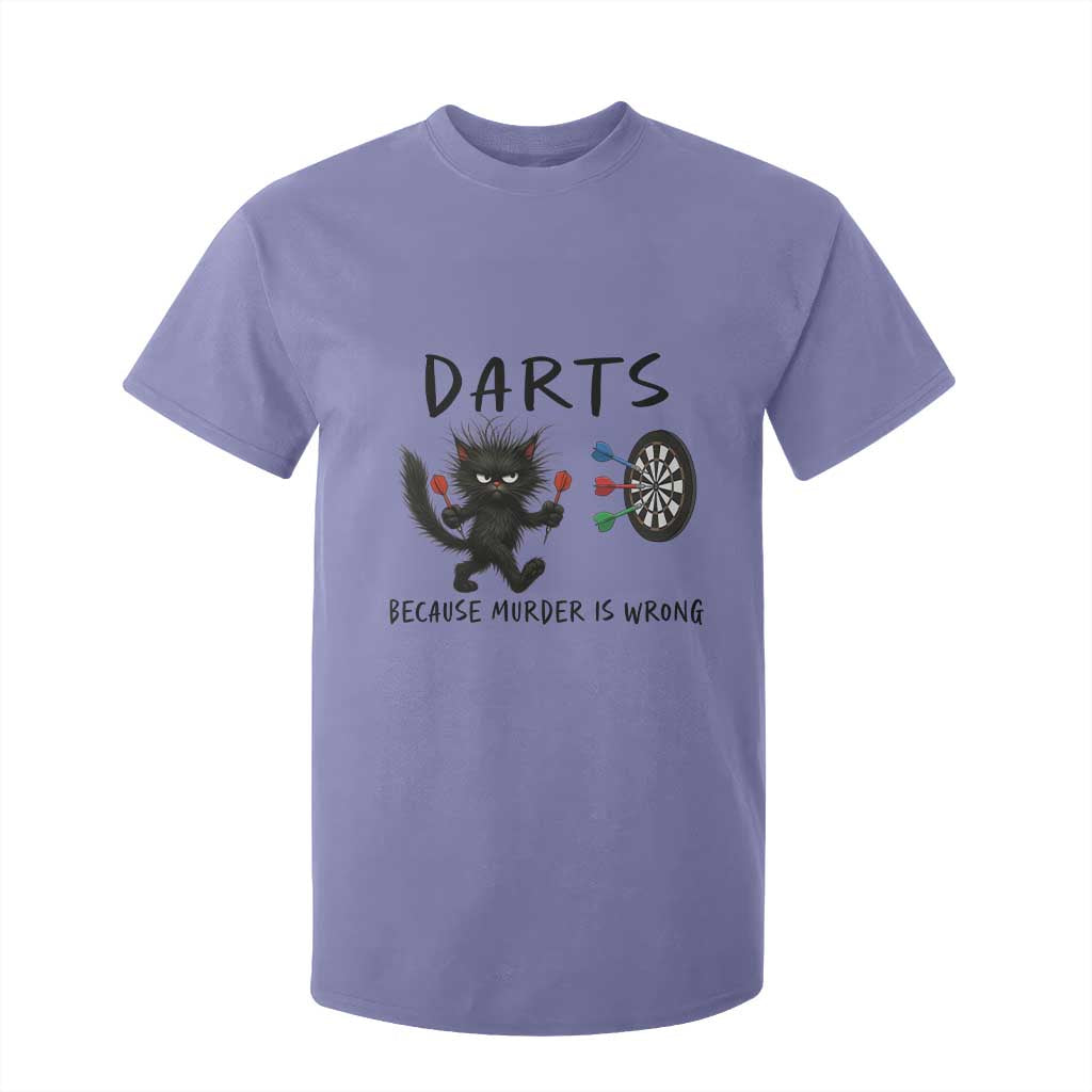 Funny Grumpy Cat Dart Player T Shirt For Kid Because Murder Is Wrong Pub Game Gift - Print Your Wear