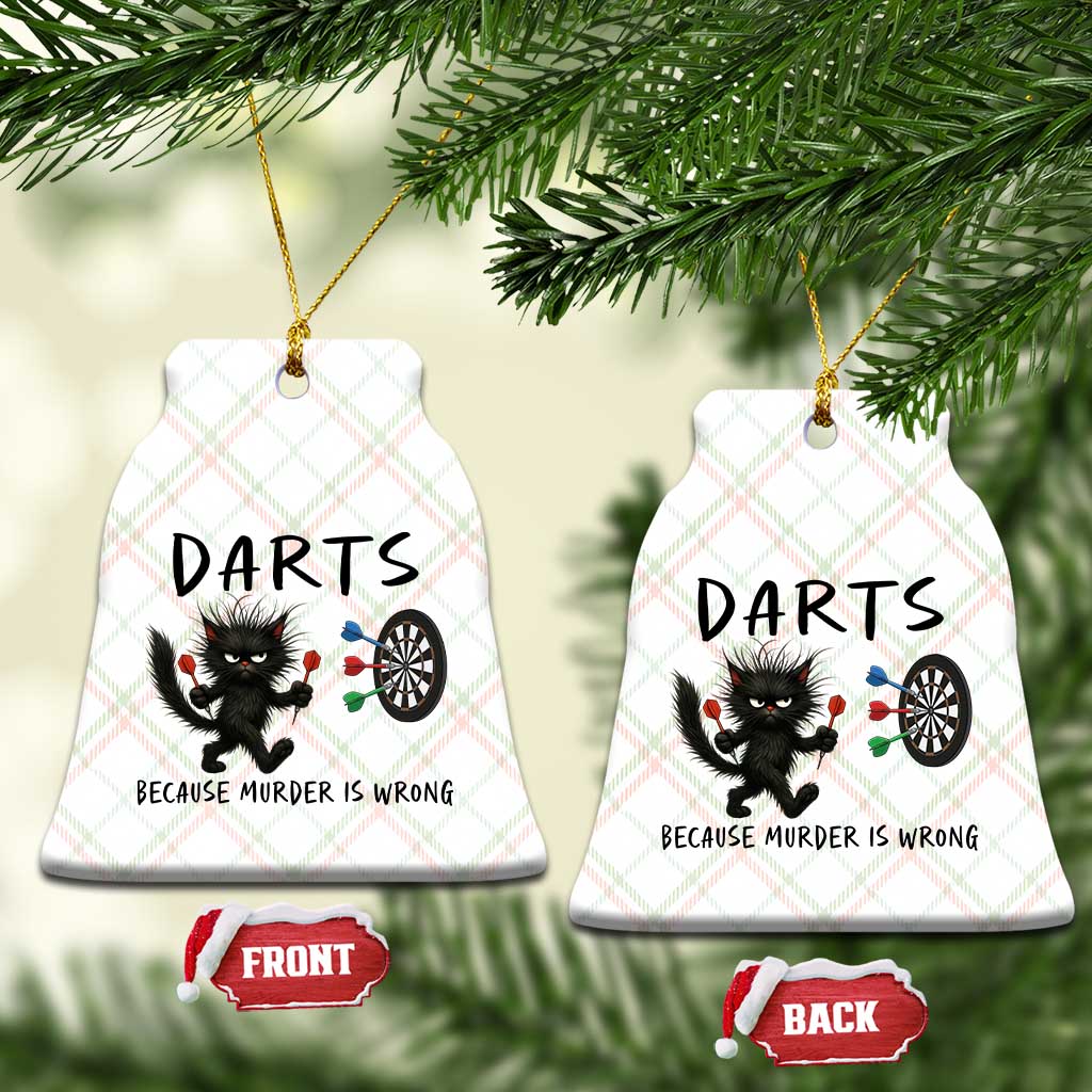 Funny Grumpy Cat Dart Player Ceramic Ornament Because Murder Is Wrong Pub Game Gift - Print Your Wear