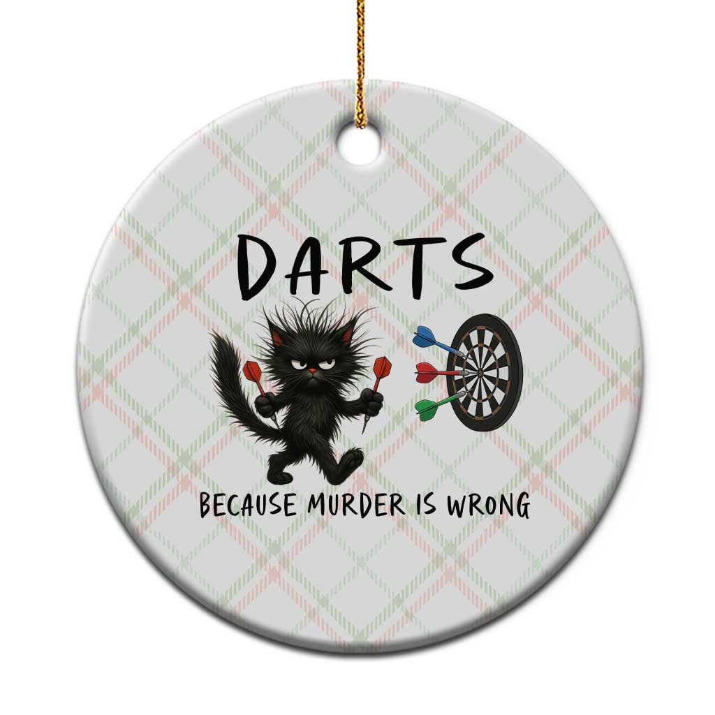 Funny Grumpy Cat Dart Player Ceramic Ornament Because Murder Is Wrong Pub Game Gift - Print Your Wear
