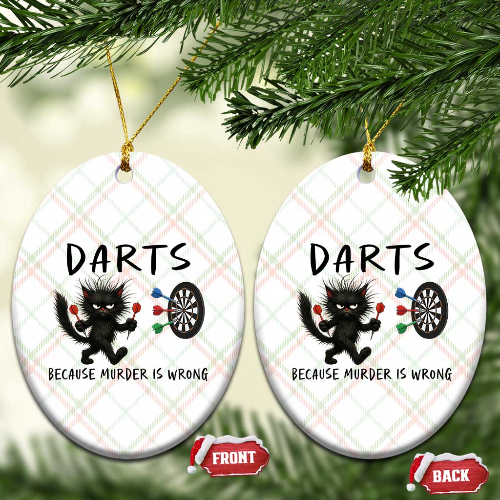 Funny Grumpy Cat Dart Player Ceramic Ornament Because Murder Is Wrong Pub Game Gift - Print Your Wear
