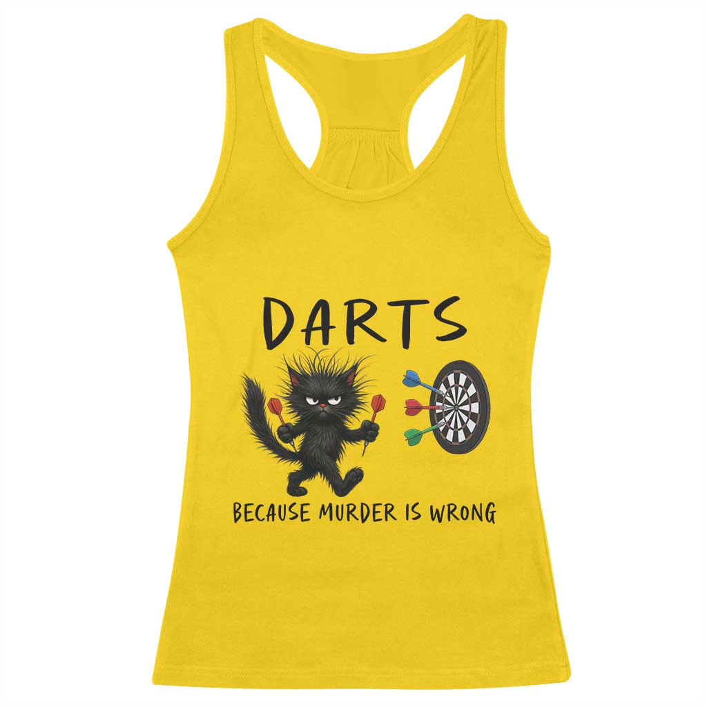 Funny Grumpy Cat Dart Player Racerback Tank Top Because Murder Is Wrong Pub Game Gift - Print Your Wear