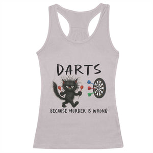 Funny Grumpy Cat Dart Player Racerback Tank Top Because Murder Is Wrong Pub Game Gift - Print Your Wear