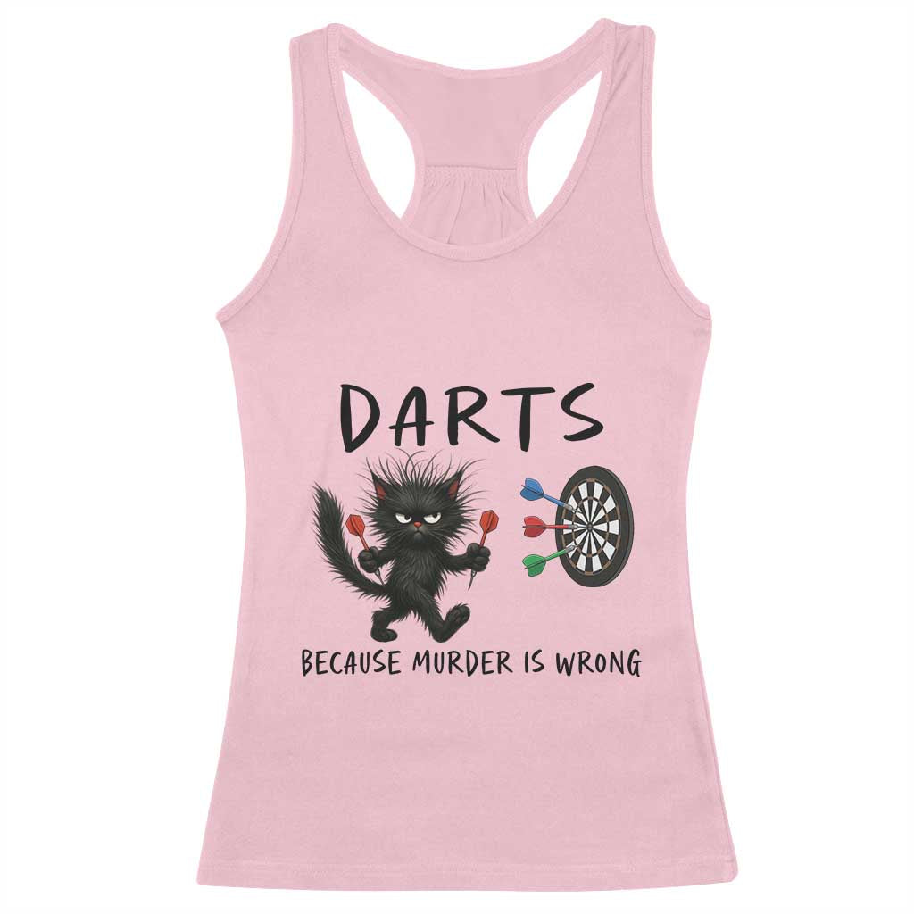 Funny Grumpy Cat Dart Player Racerback Tank Top Because Murder Is Wrong Pub Game Gift - Print Your Wear