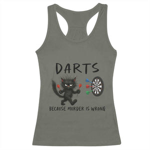 Funny Grumpy Cat Dart Player Racerback Tank Top Because Murder Is Wrong Pub Game Gift - Print Your Wear