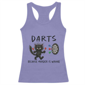 Funny Grumpy Cat Dart Player Racerback Tank Top Because Murder Is Wrong Pub Game Gift - Print Your Wear