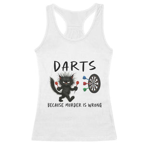 Funny Grumpy Cat Dart Player Racerback Tank Top Because Murder Is Wrong Pub Game Gift TS12 White Print Your Wear