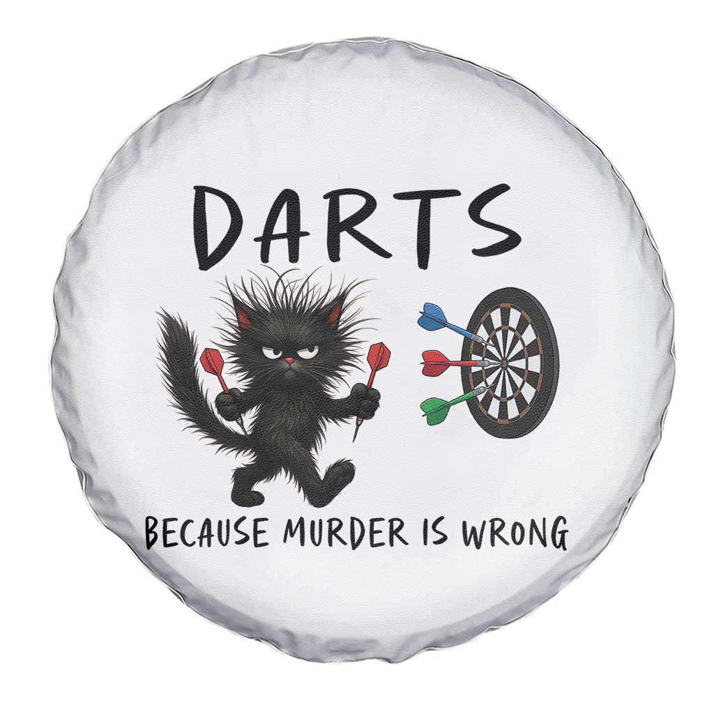 Funny Grumpy Cat Dart Player Spare Tire Cover Because Murder Is Wrong Pub Game Gift - Print Your Wear