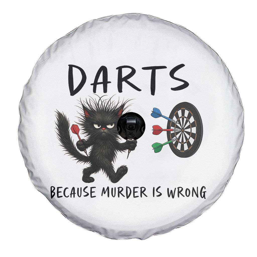 Funny Grumpy Cat Dart Player Spare Tire Cover Because Murder Is Wrong Pub Game Gift - Print Your Wear