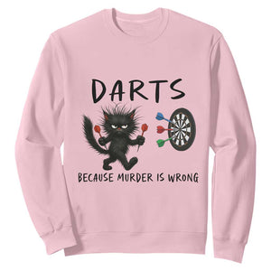 Funny Grumpy Cat Dart Player Sweatshirt Because Murder Is Wrong Pub Game Gift - Print Your Wear
