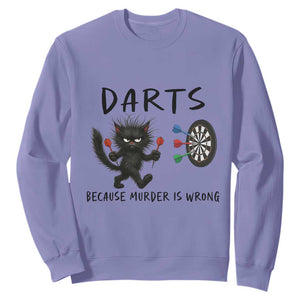 Funny Grumpy Cat Dart Player Sweatshirt Because Murder Is Wrong Pub Game Gift TS12 Violet Print Your Wear