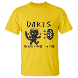 Funny Grumpy Cat Dart Player T Shirt Because Murder Is Wrong Pub Game Gift - Print Your Wear
