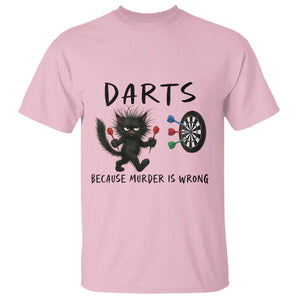 Funny Grumpy Cat Dart Player T Shirt Because Murder Is Wrong Pub Game Gift TS12 Light Pink Print Your Wear