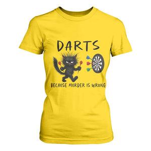 Funny Grumpy Cat Dart Player T Shirt For Women Because Murder Is Wrong Pub Game Gift - Print Your Wear