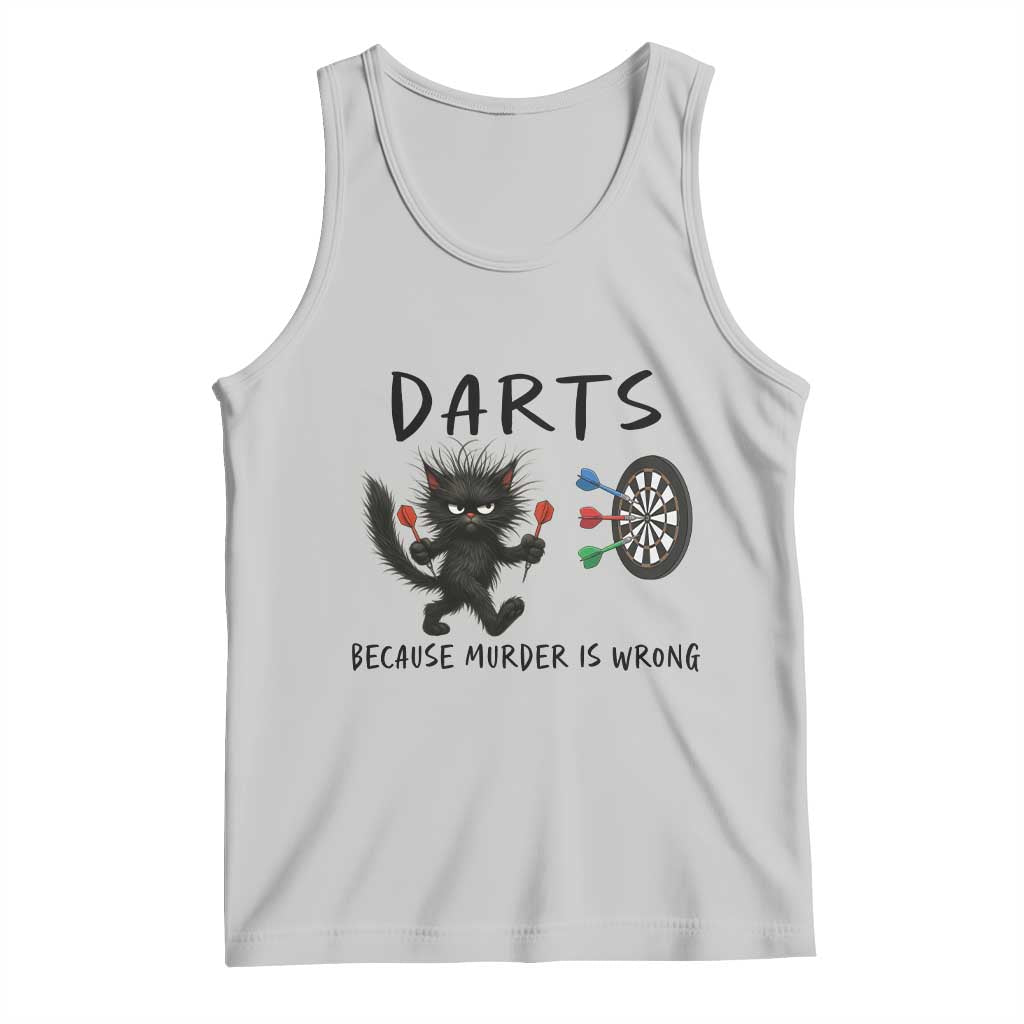 Funny Grumpy Cat Dart Player Tank Top Because Murder Is Wrong Pub Game Gift - Print Your Wear
