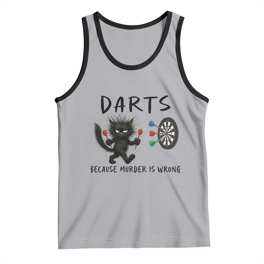 Funny Grumpy Cat Dart Player Tank Top Because Murder Is Wrong Pub Game Gift TS12 Athletic Heather Black Print Your Wear