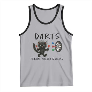 Funny Grumpy Cat Dart Player Tank Top Because Murder Is Wrong Pub Game Gift TS12 Athletic Heather Black Print Your Wear