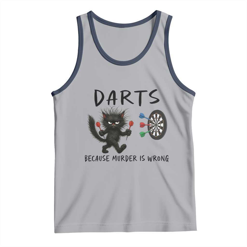 Funny Grumpy Cat Dart Player Tank Top Because Murder Is Wrong Pub Game Gift TS12 Athletic Heather Navy Print Your Wear
