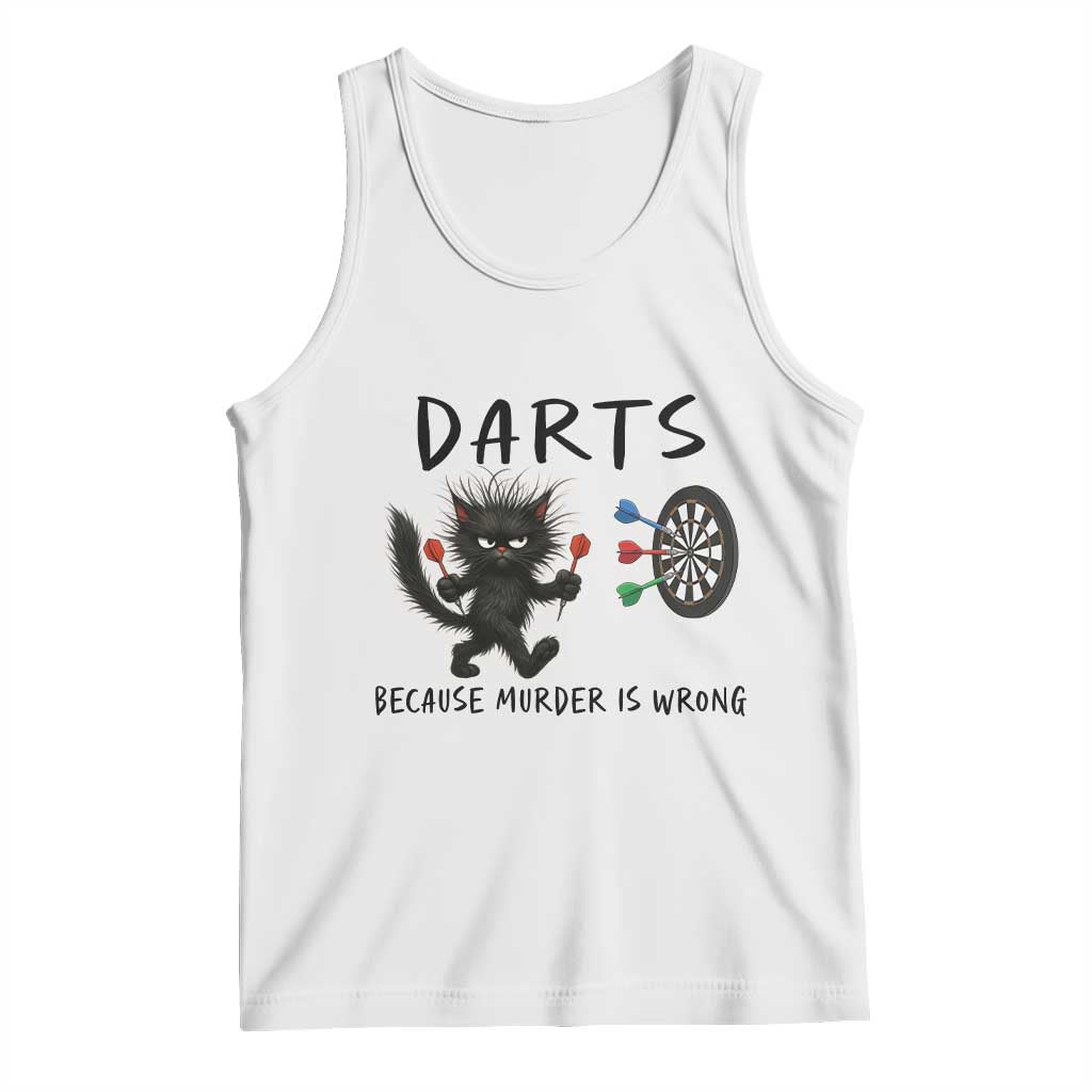 Funny Grumpy Cat Dart Player Tank Top Because Murder Is Wrong Pub Game Gift TS12 White Print Your Wear