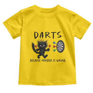 Funny Grumpy Cat Dart Player Toddler T Shirt Because Murder Is Wrong Pub Game Gift - Print Your Wear