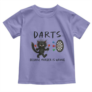 Funny Grumpy Cat Dart Player Toddler T Shirt Because Murder Is Wrong Pub Game Gift - Print Your Wear