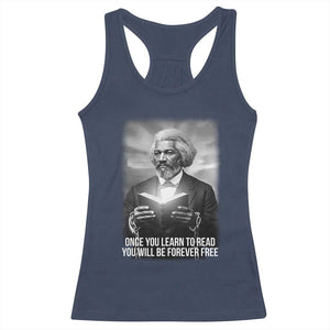 Frederick Douglass Racerback Tank Top Once You Learn To Read You Will Be Forever Free TS12 Navy Print Your Wear