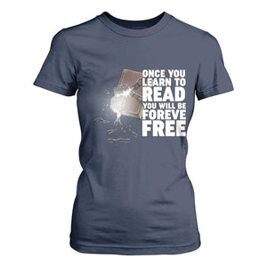 Frederick Douglass Freedom Quote T Shirt For Women Once You Learn To Read TS12 Navy Print Your Wear